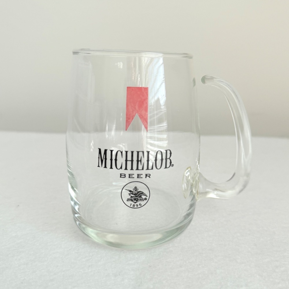 Michelob Beer Glass Mug Clear Excellent Vintage Logo Stein 1896‎ Eagle